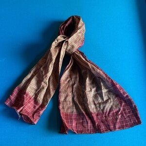 Calvin Klein Burgundy and Beige Scarf